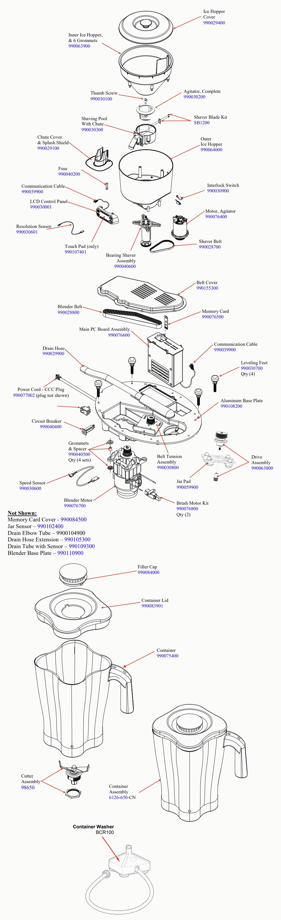 Diagram Diagram and Parts List for HBS1200-CCC-A  Hamilton Beach Blender